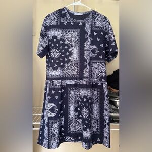 Zara Navy and White Paisley Midi Dress